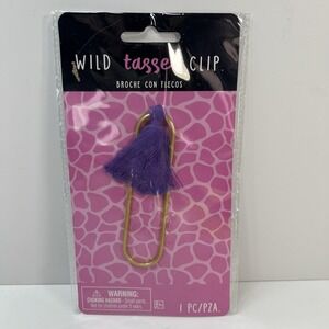 Amscan Wild Tassel Clip Unisex OS Purple New Gold Tone Paperclip Bookmark